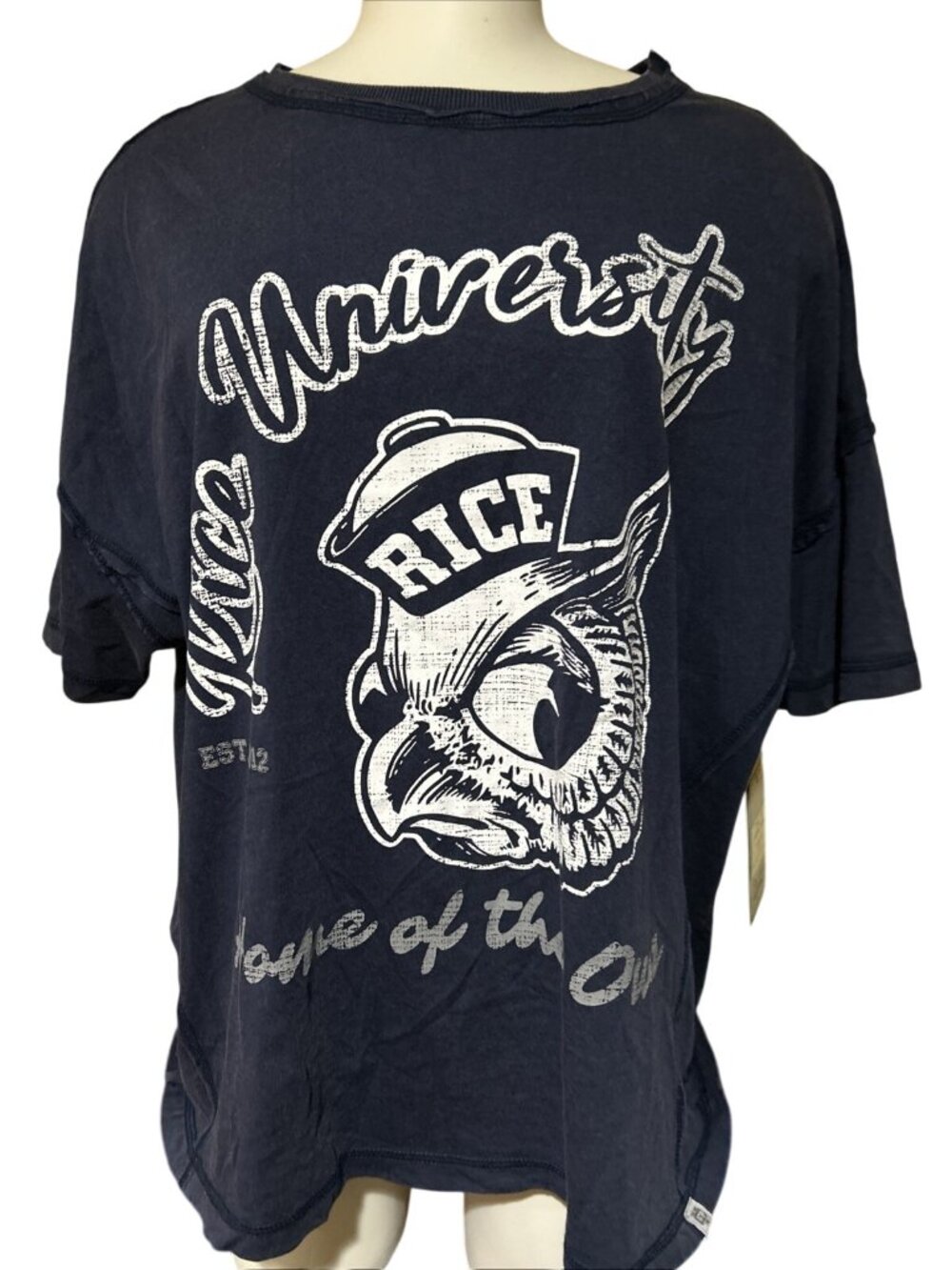 NEW Rice University Owls The Yard Oversized Flowy Blue Shirt Sammy Women's M